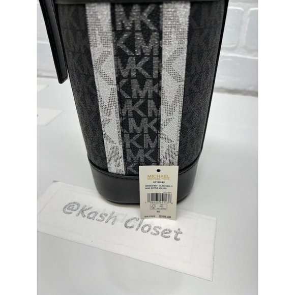 Michael Kors Wine Bottle Holder With Stripe Black Multi - Picture 8 of 8